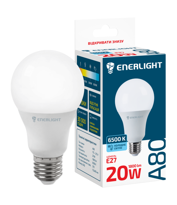 Лампа світлодіодна Enerlight (A80E2720SMDCFR) A80, 20Вт, 6500К